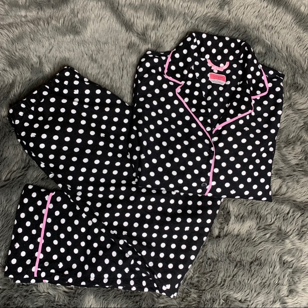 Kate Spade black & white polka dot pajama set S